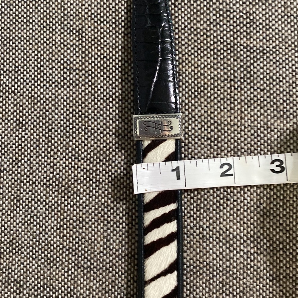 Brighton Leopard & Zebra print black leather horse hair belt. #Q3903. Size M30. - Picture 13 of 14